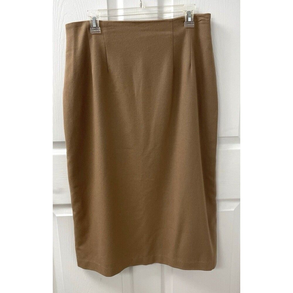 Savannah Women's 100% Wool Pencil Skirt Vintage Midi Long Tan Brown Size 16